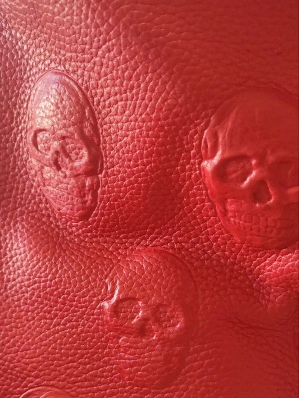 IOPELL Italian Red Leather 3D Embossed Skull Tote Bag. NWTS